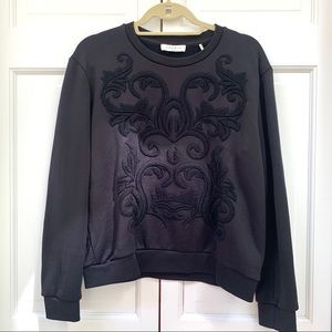 Sandro Black Embroidered Patterned Sweater
